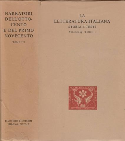 Narratori dell'Ottocento e del Primo Novecento tomo III - copertina