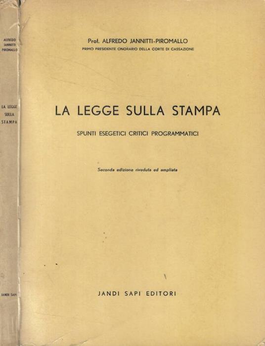La legge sulla stampa - copertina