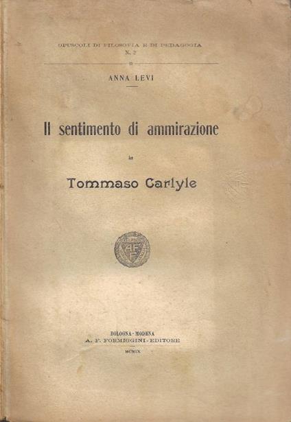 Il sentimento di ammirazione di Tommaso Carlyle - copertina