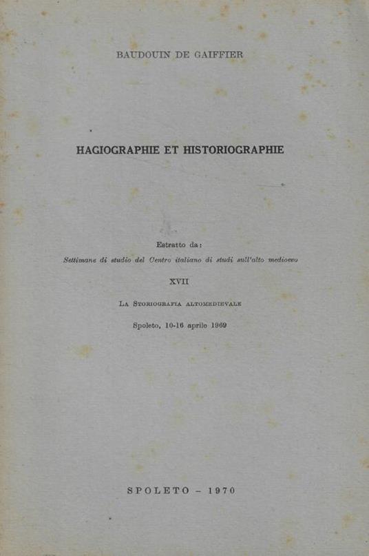 Hagiographie et historiographie - copertina