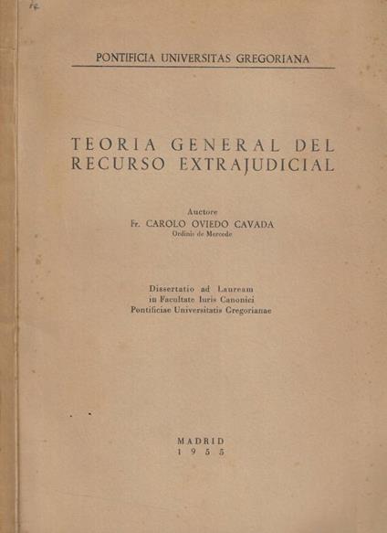 Teoria general del recurso extrajudicial - copertina