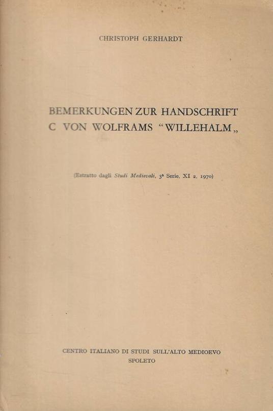 Bemerkungen zur handschrift C von Wolframs Willehalm - copertina