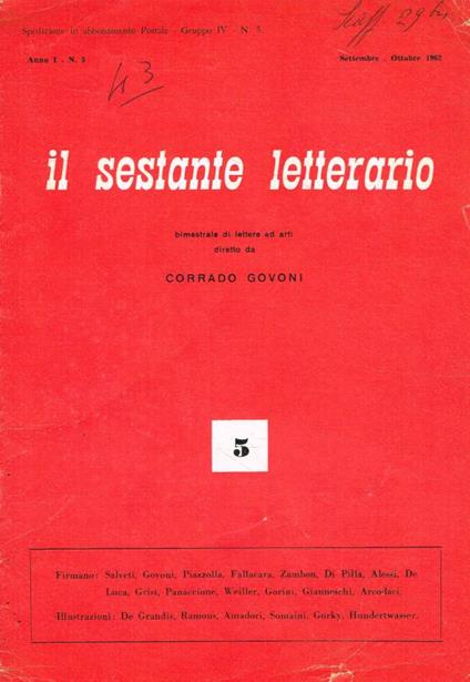 Il sestante letterario. Bimestrale di lettere ed arti, n.5, anno 1962 - copertina
