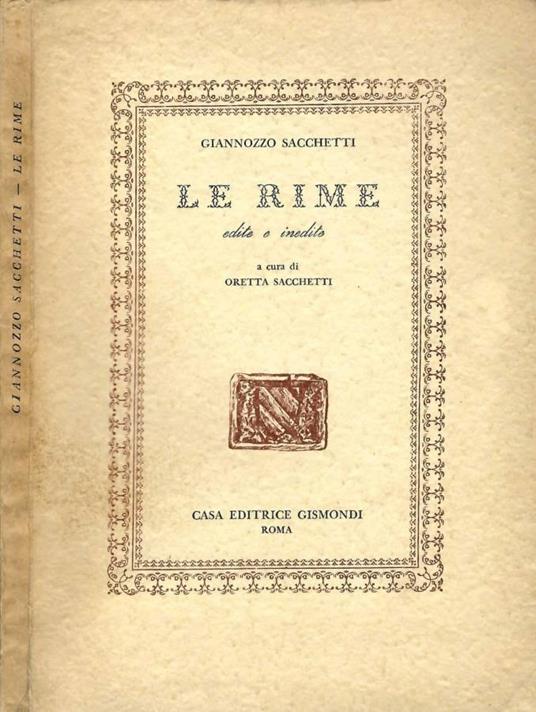 Le rime edite e inedite - copertina