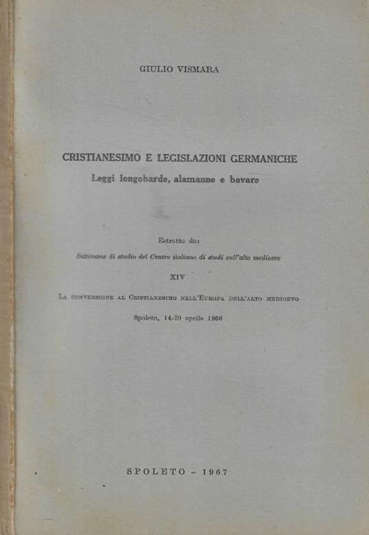 Cristianesimo e Legislazioni Germaniche - copertina