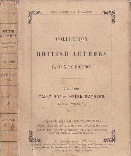 Tally ho!, vol. I - copertina