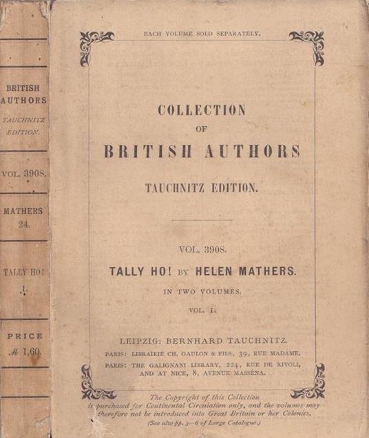 Tally ho!, vol. I - copertina