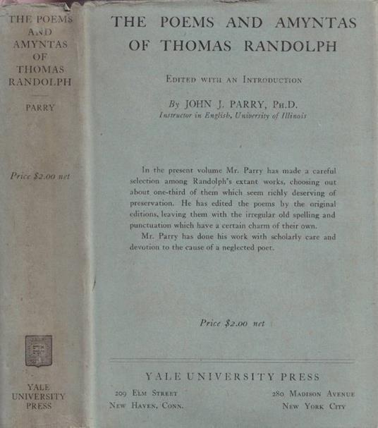 The poems and amyntas of Thomas Randolph - copertina