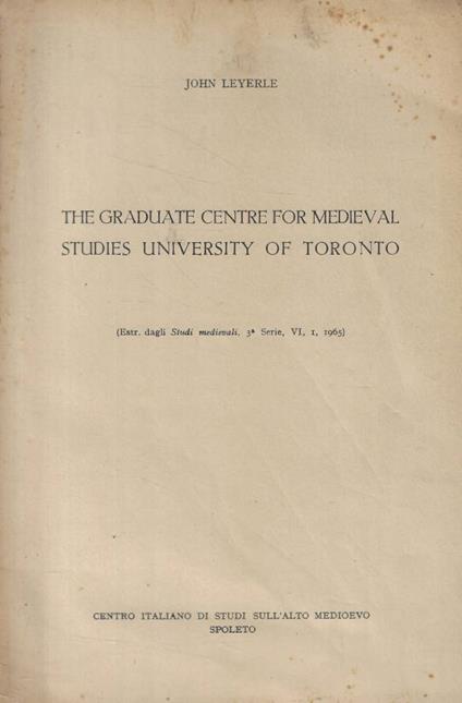 The graduate centre for medieval studies University of Toronto - copertina