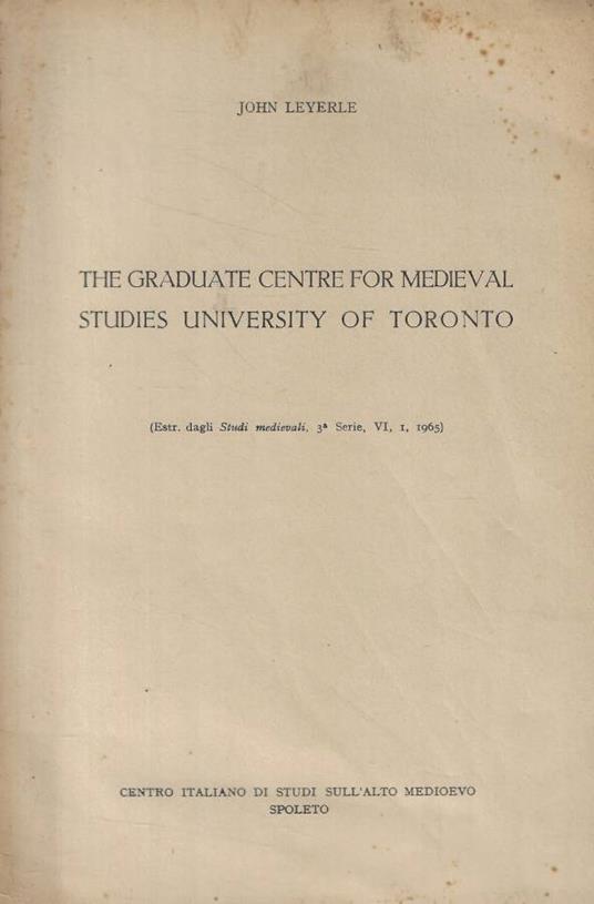 The graduate centre for medieval studies University of Toronto - copertina
