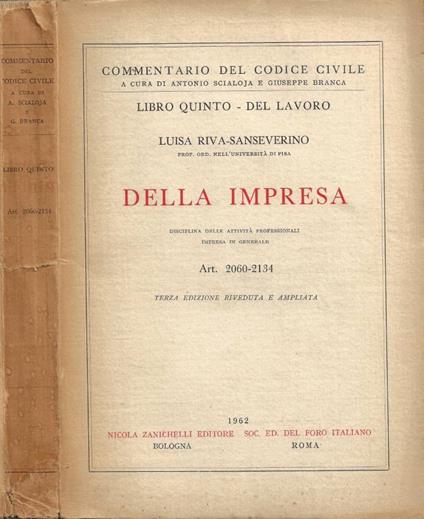 Della Impresa. Disciplina delle attività professionali. Impresa in generale. Art. 2060-2134 - copertina
