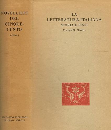 Novellieri del Cinquecento tomo I - copertina