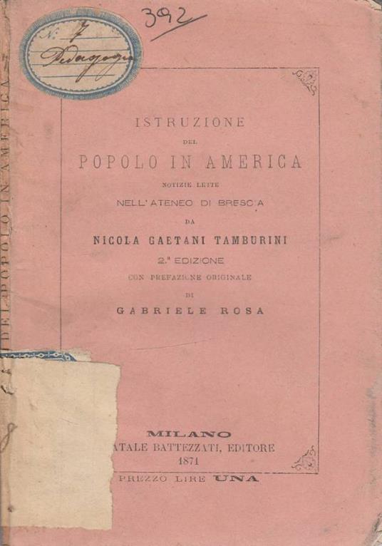 Istruzione del popolo in America - copertina