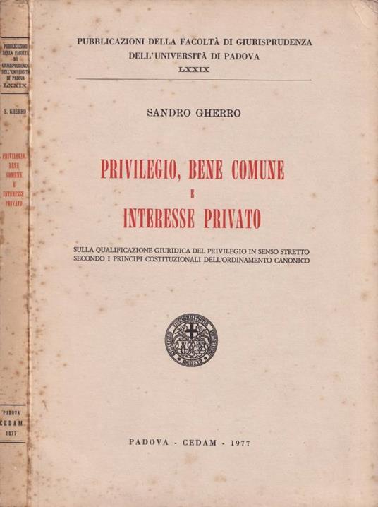 Privilegio, bene comune e interesse privato - copertina