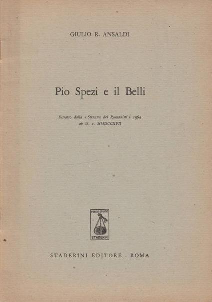 Pio Spezi e il Belli - Giulio R. Ansaldi - copertina