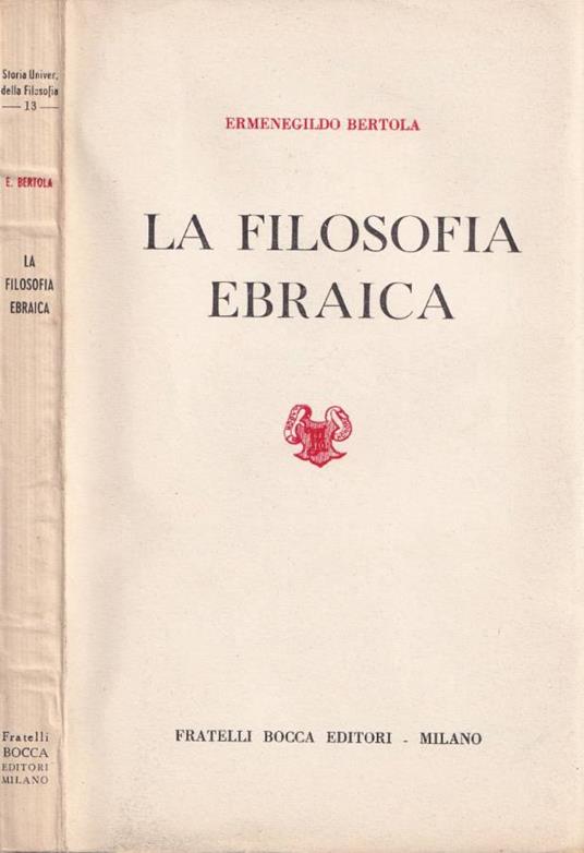 La filosofia ebraica - Ermenegildo Bertola - copertina