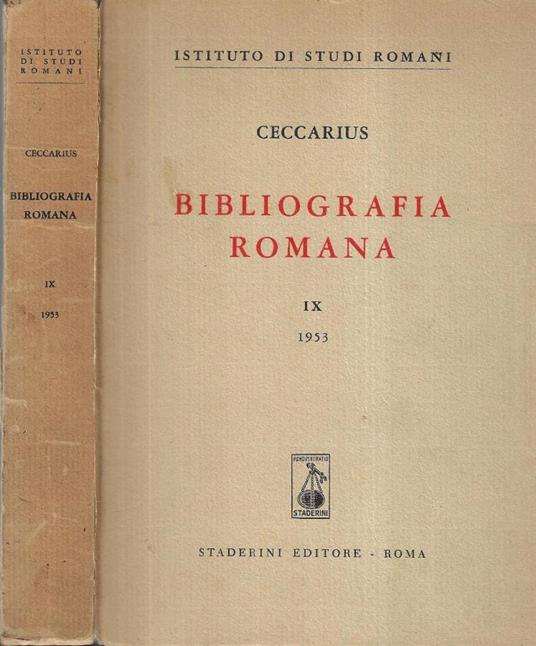 Bibliografia romana IX - Ceccarius - copertina