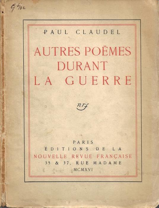 Autres Poemes durant la Guerre - Paul Claudel - copertina