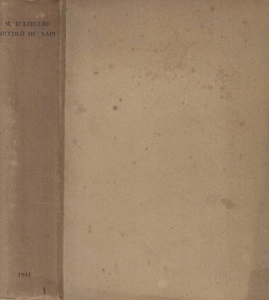 Niccolò de' Lapi - Massimo D'Azeglio - copertina