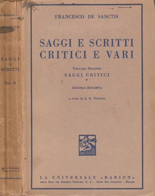 Saggi e scritti critici e vari vol II - Francesco De Sanctis - copertina