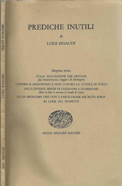 Prediche inutili - Luigi Einaudi - copertina