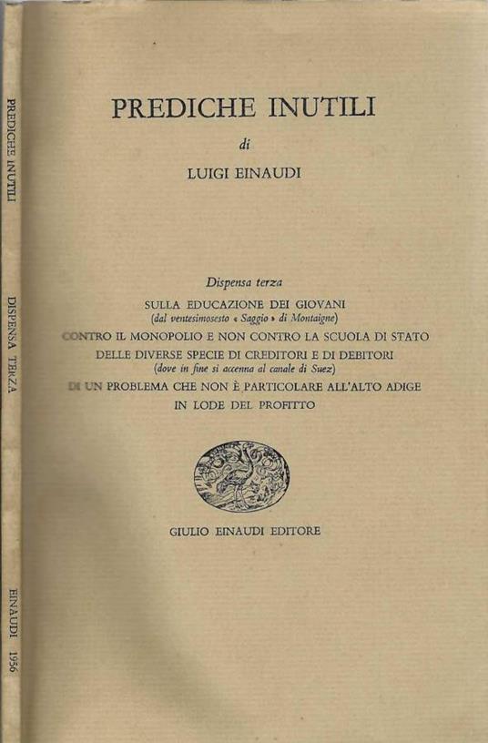 Prediche inutili - Luigi Einaudi - copertina