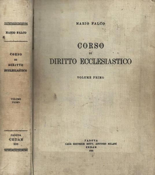 Corso di diritto ecclesiastico. Volume primo: Introduzione Diritto Canonico - Mario Falco - copertina