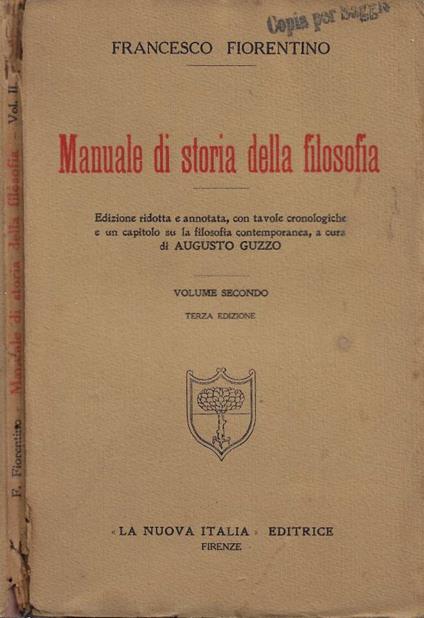 Manuale di storia della filosofia. Vol. II - Francesco Fiorentino - copertina