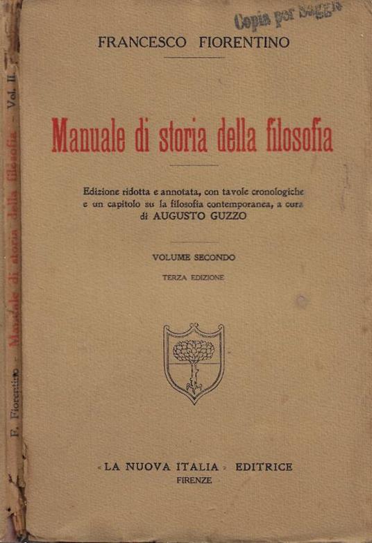 Manuale di storia della filosofia. Vol. II - Francesco Fiorentino - copertina