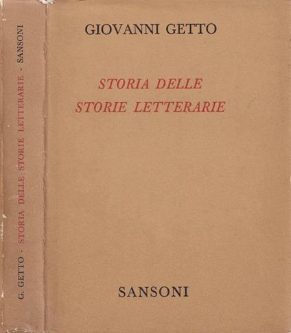Storia delle storie letterarie - Giovanni Getto - copertina
