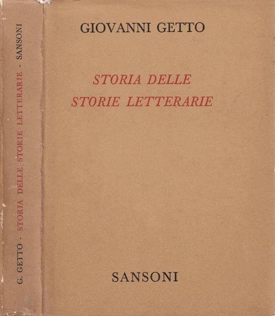 Storia delle storie letterarie - Giovanni Getto - copertina