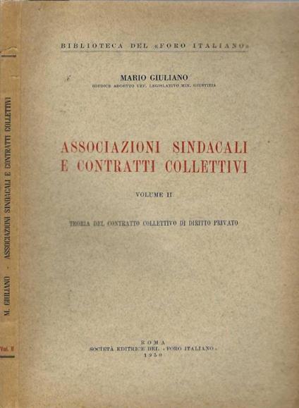 Associazioni sindacali e contratti collettivi - Mario Giuliano - copertina