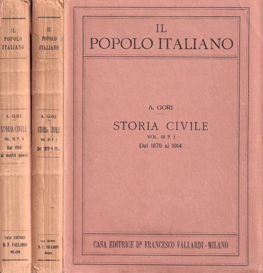 Storia civile, vol. III, p. I e II - A. Gori - copertina