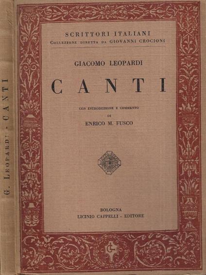 Canti - Giacomo Leopardi - copertina