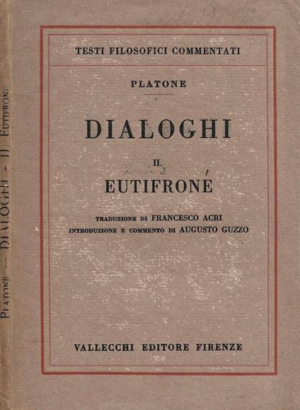 Dialoghi. II. Eutifrone - Platone - copertina