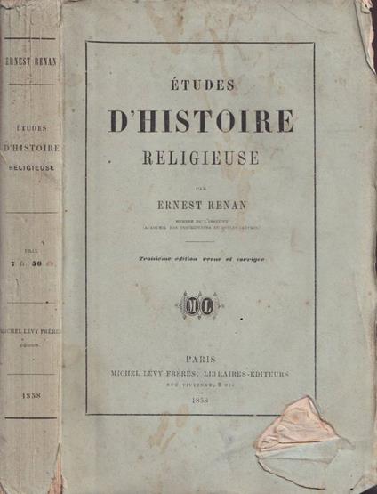 Etudes d'histoire religieuse - Ernest Renan - copertina