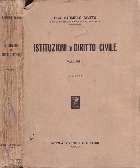 Istituzioni di diritto civile, vol. I - Carmelo Scuto - copertina