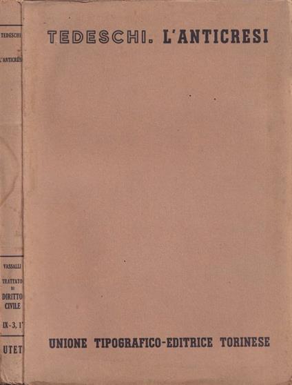 L' anticresi - Vittorio Tedeschi - copertina