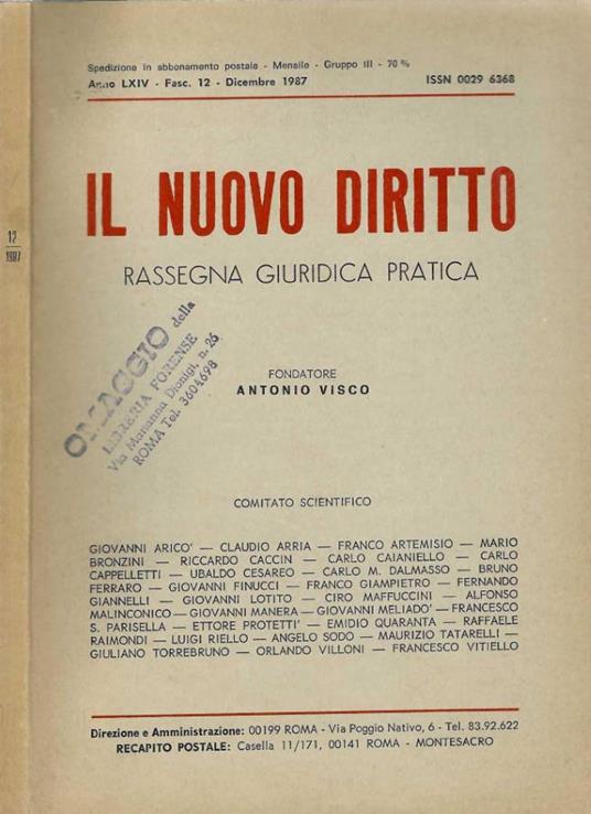 Il nuovo diritto - Antonio Visco - copertina