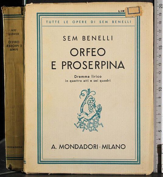 Orfeo e proserpina - Sem Benelli - copertina