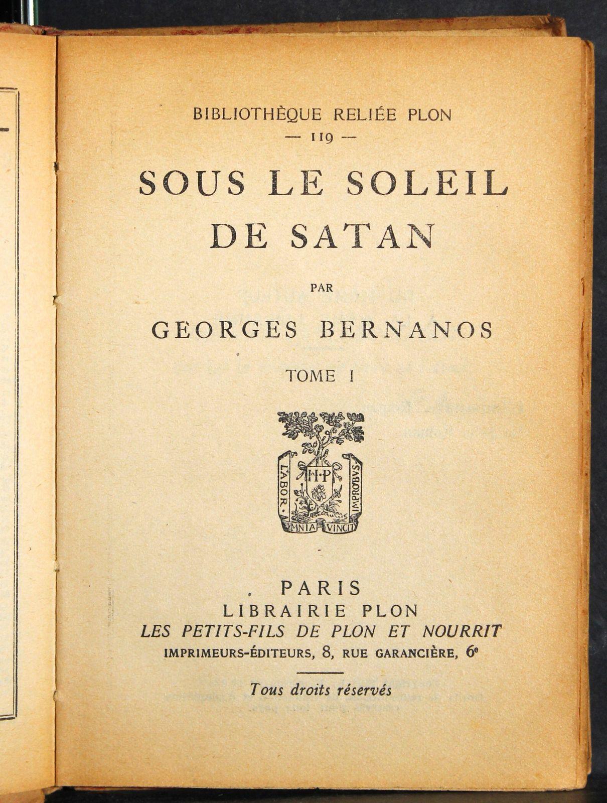 Sous le soleil de Satan. Tome I