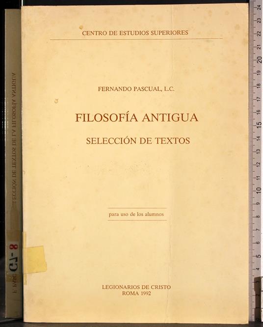 Filosofia antigua. Seleccion de textos - Pascal - copertina