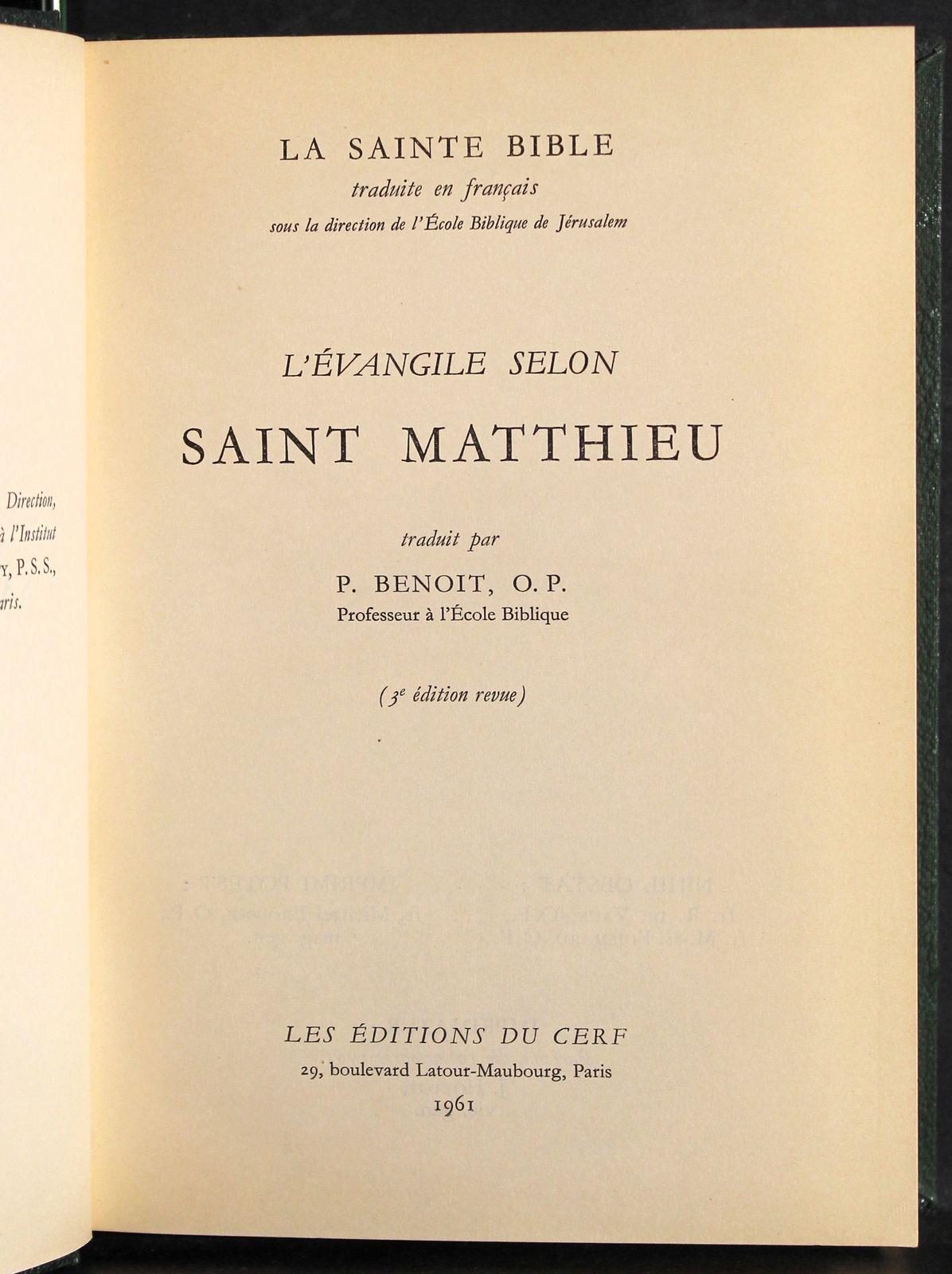 sainte bible. Saint Matthieu