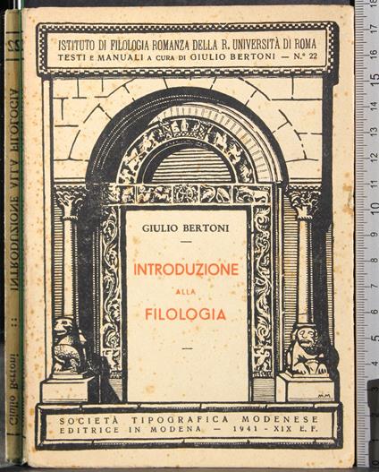 Introduzione alla filolgia - Giulio Bertoni - copertina