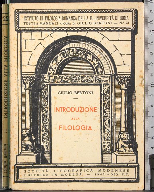 Introduzione alla filolgia - Giulio Bertoni - copertina