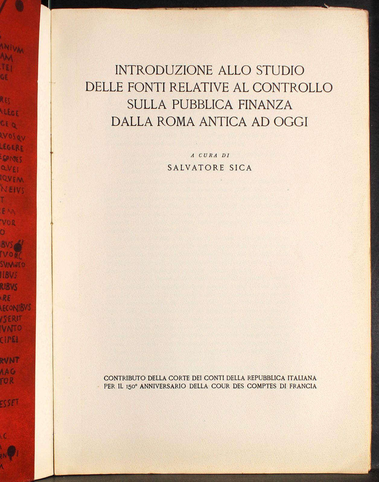 Introduzione fonti controllo finanza dalla Roma antica ad oggi