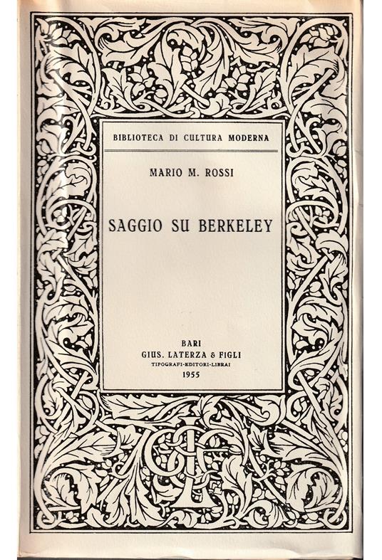 Saggio su Berkeley - Mario M. Rossi - copertina
