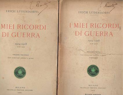 I miei ricordi di guerra 1914-1918 - Erich Ludendorff - copertina