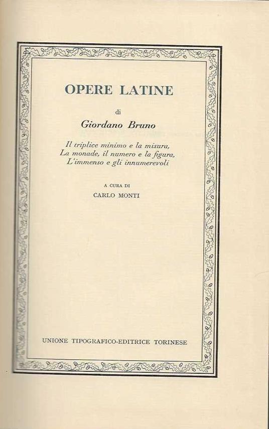 Opere Latine - Bruno Giordano - copertina