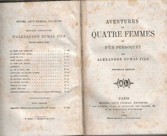 Aventures de quatre femmes et d'un perroquet - les mille et un fantomes - Alexandre (figlio) Dumas - copertina